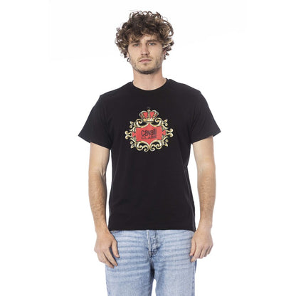 Camiseta de algodón negra para hombre Cavalli Class