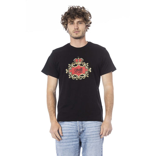 Camiseta de algodón negra para hombre Cavalli Class
