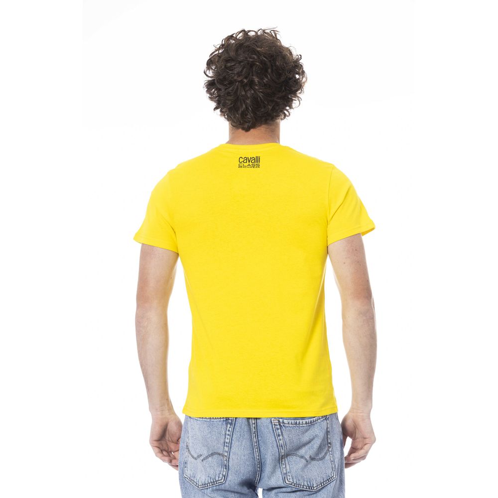 Camiseta de algodón amarilla para hombre Cavalli Class