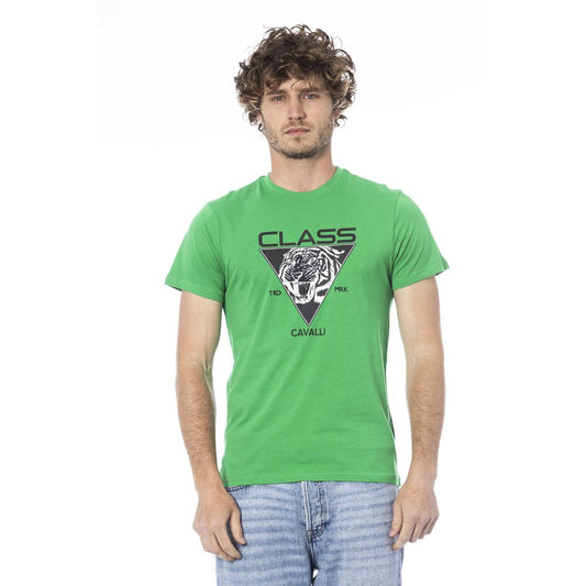 Camiseta de algodón verde Cavalli Class para hombre