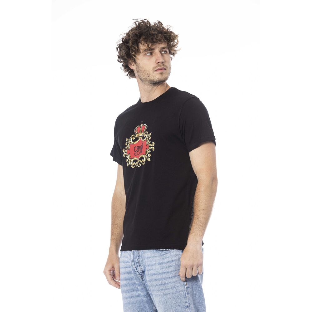Camiseta de algodón negra para hombre Cavalli Class