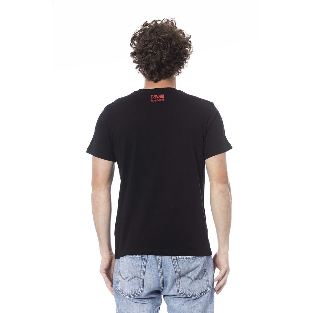 Camiseta de algodón negra para hombre Cavalli Class