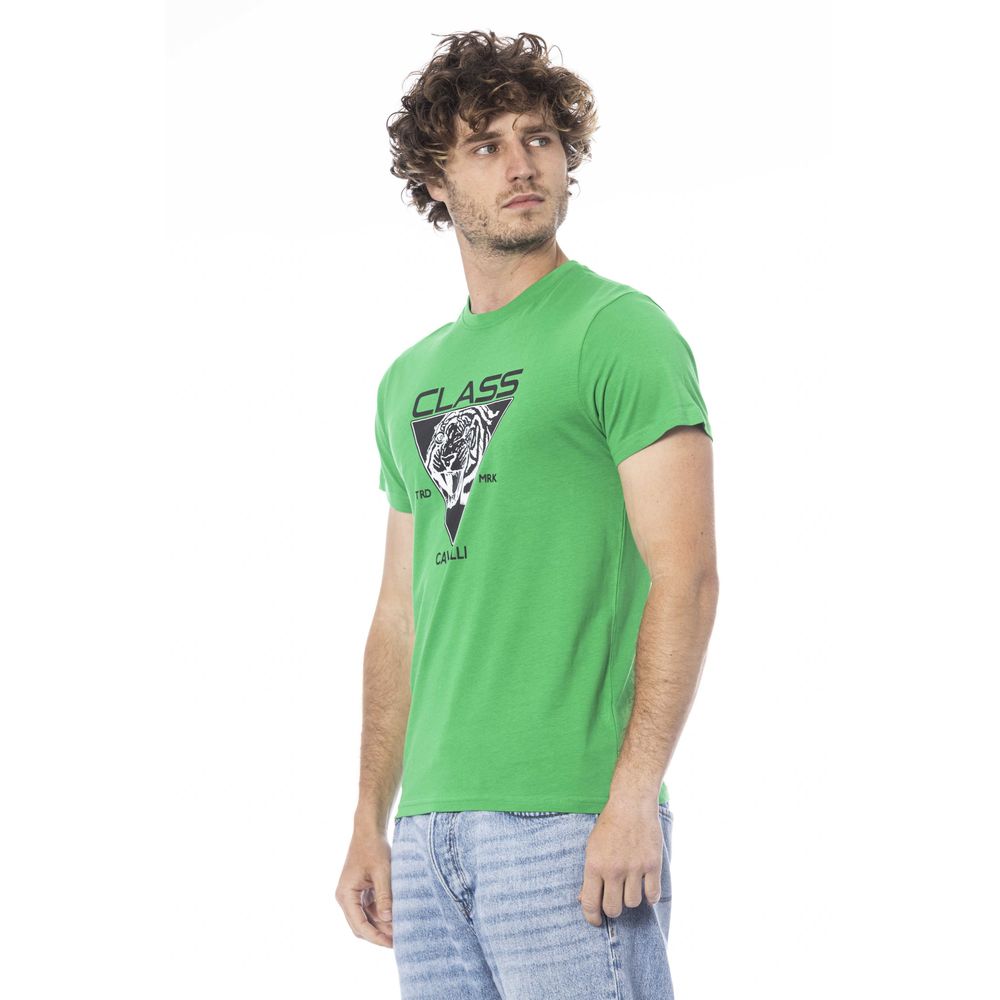 Camiseta de algodón verde Cavalli Class para hombre