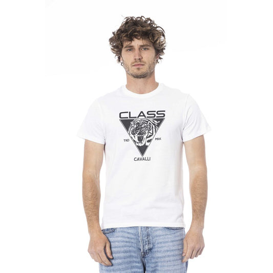 Camiseta de algodón blanca para hombre Cavalli Class
