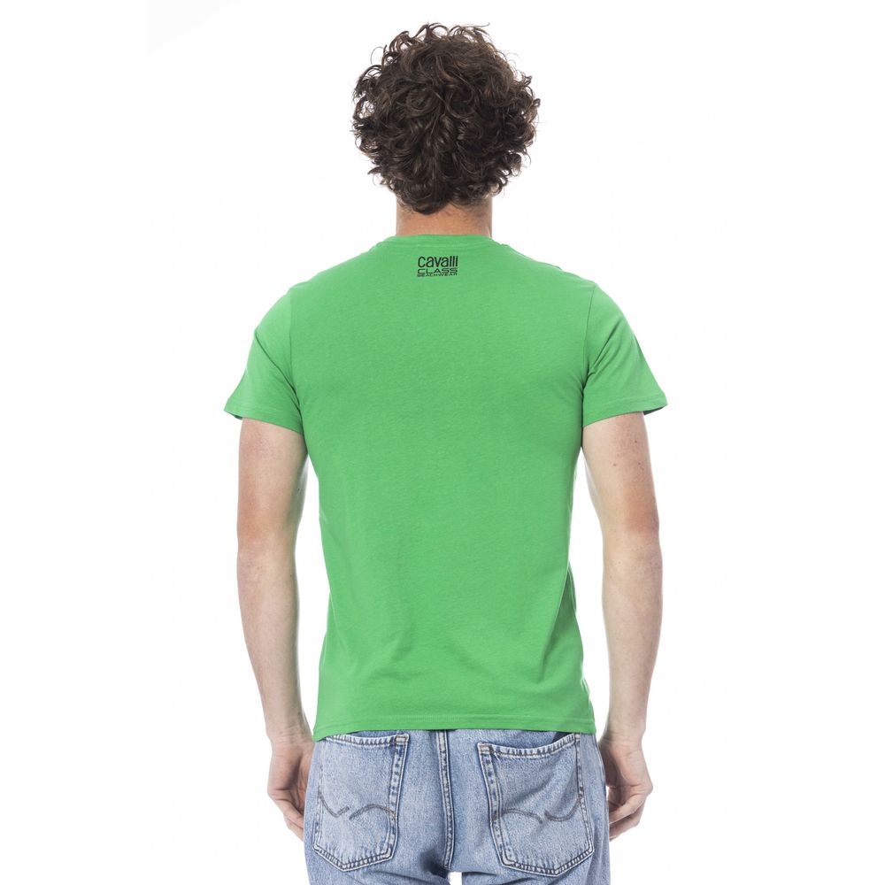 Camiseta de algodón verde Cavalli Class para hombre