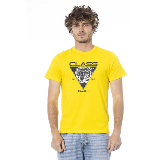 Camiseta de algodón amarilla para hombre Cavalli Class