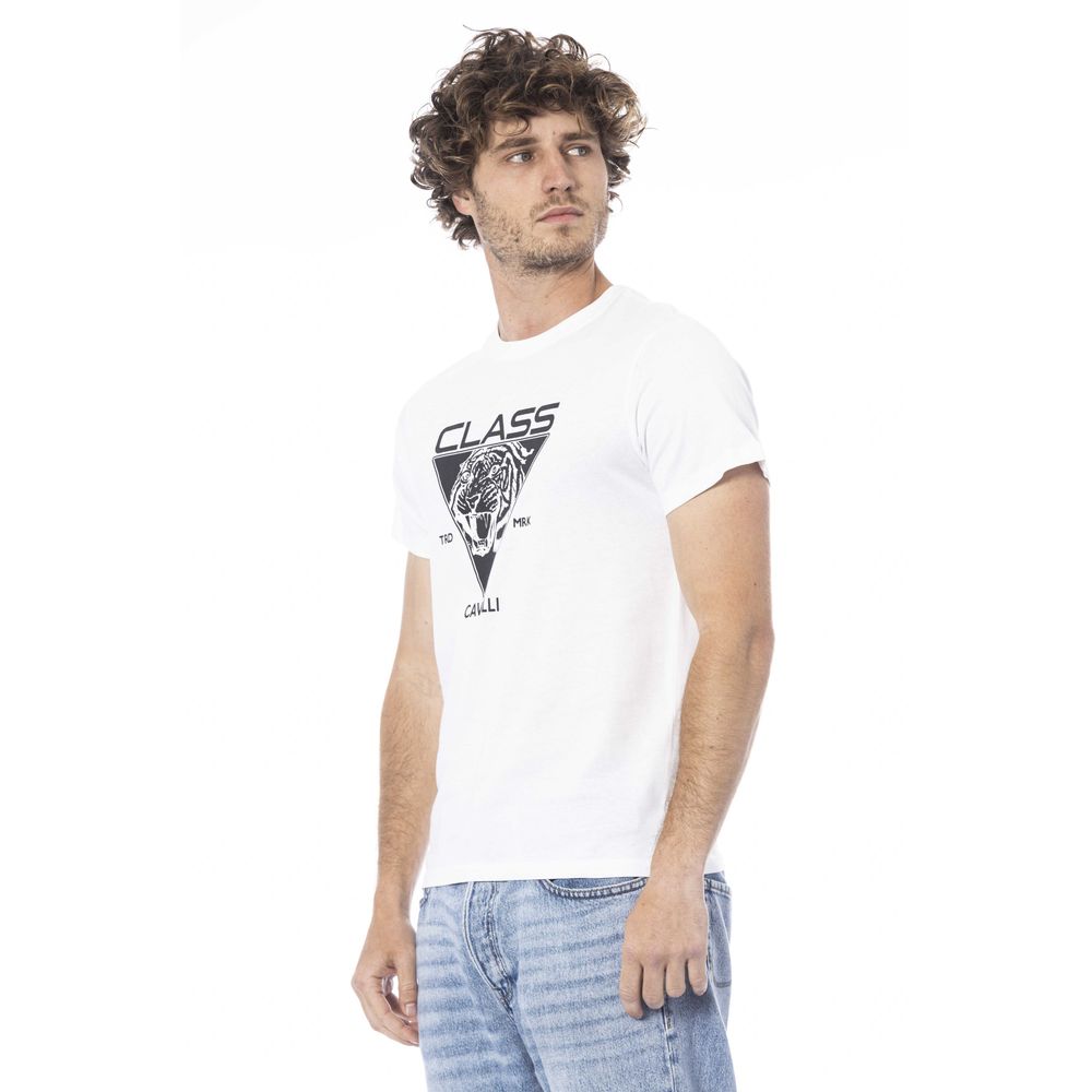 Camiseta de algodón blanca para hombre Cavalli Class