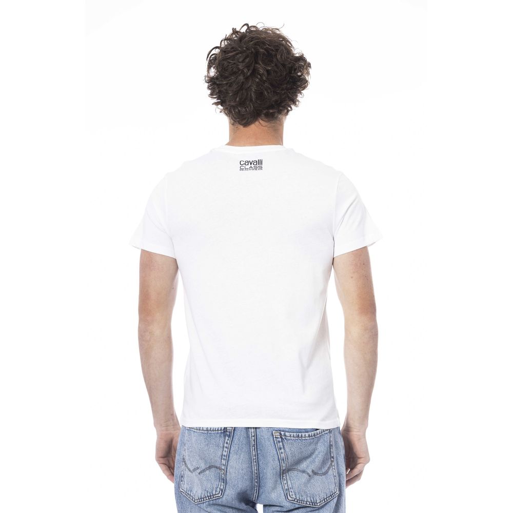 Camiseta de algodón blanca para hombre Cavalli Class