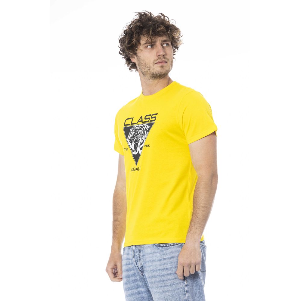 Camiseta de algodón amarilla para hombre Cavalli Class