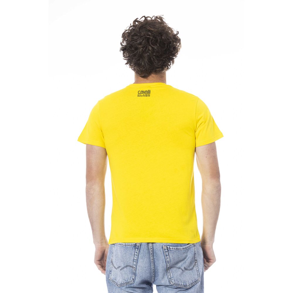 Camiseta de algodón amarilla para hombre Cavalli Class