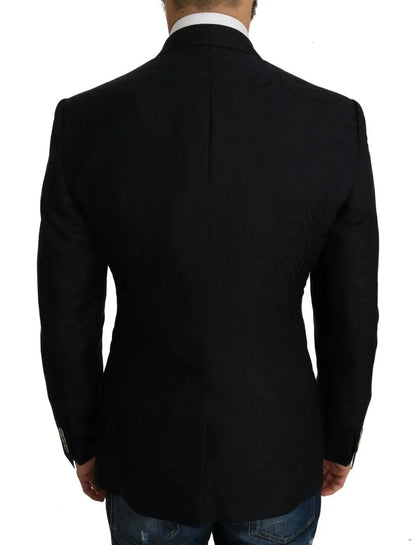 Chaqueta blazer ajustada con estampado floral en jacquard azul de Dolce &amp; Gabbana