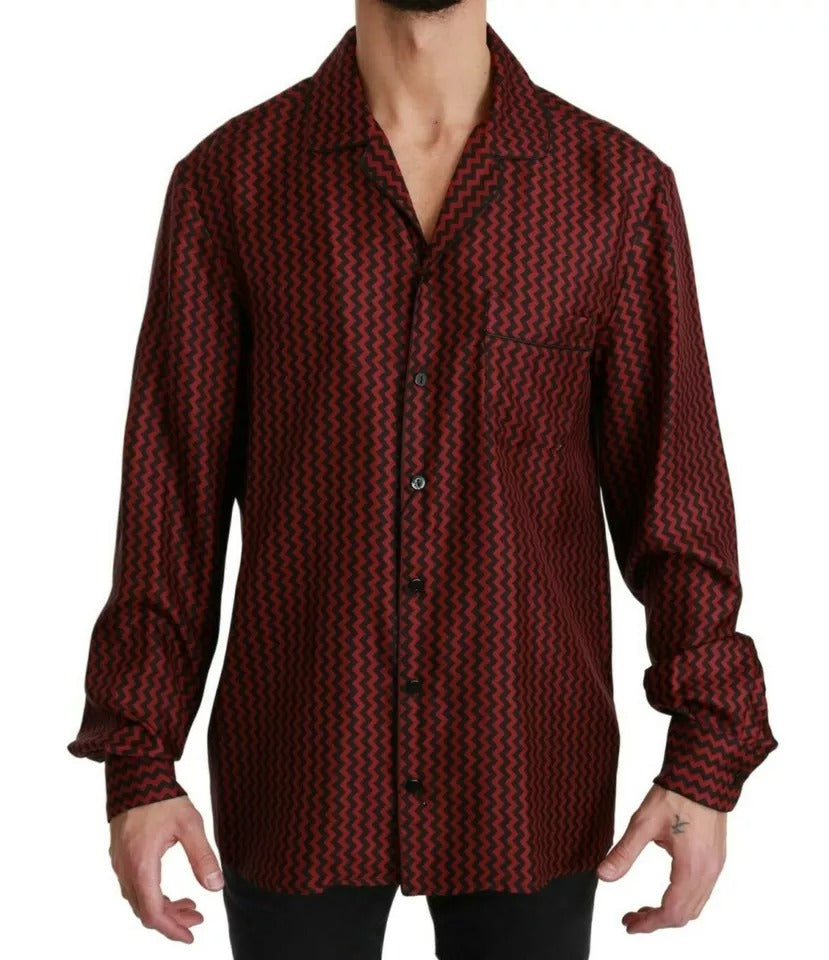 Camisa casual con estampado en zigzag en rojo y negro de Dolce &amp; Gabbana