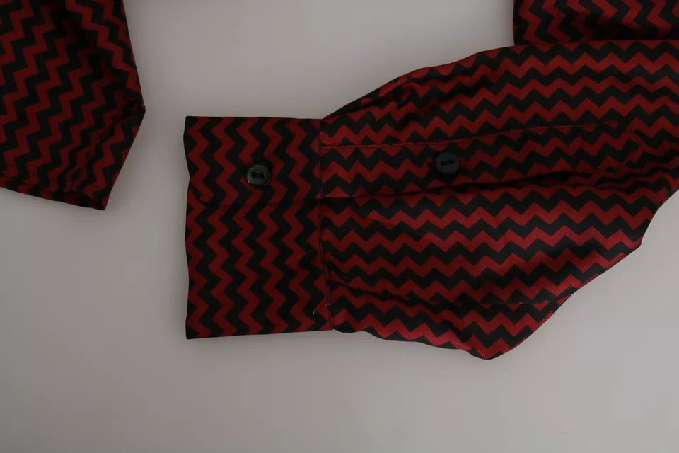 Camisa casual con estampado en zigzag en rojo y negro de Dolce &amp; Gabbana