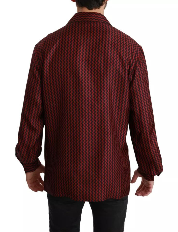 Camisa casual con estampado en zigzag en rojo y negro de Dolce &amp; Gabbana