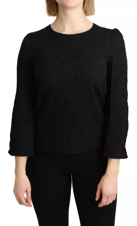 Blusa de manga larga con encaje negro de Dolce &amp; Gabbana STAFF Top