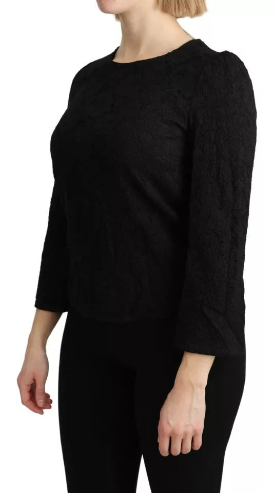 Blusa de manga larga con encaje negro de Dolce &amp; Gabbana STAFF Top