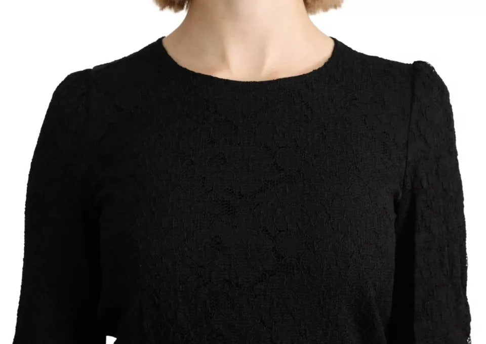 Blusa de manga larga con encaje negro de Dolce &amp; Gabbana STAFF Top