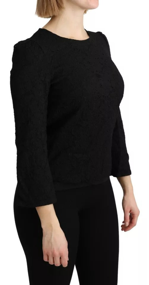 Blusa de manga larga con encaje negro de Dolce &amp; Gabbana STAFF Top