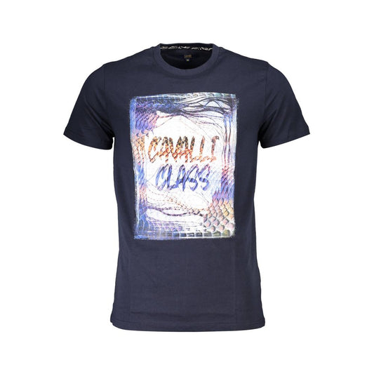 Camiseta de algodón azul Cavalli Class