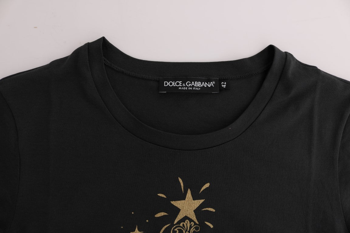 Elegante camiseta de algodón gris con estampado exclusivo de Dolce &amp; Gabbana