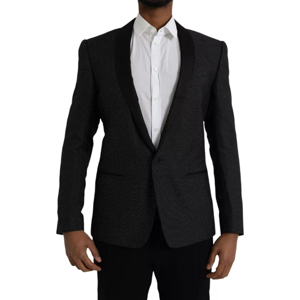 Blazer de botonadura sencilla MARTINI de jacquard negro de Dolce &amp; Gabbana