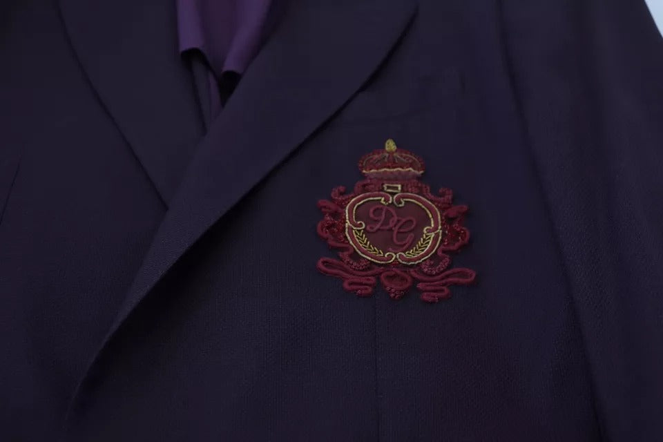 Blazer de lana con botonadura sencilla y logotipo morado de Dolce &amp; Gabbana