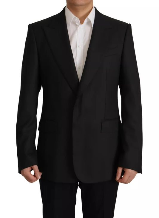 Blazer de botonadura sencilla de poliéster negro de Dolce &amp; Gabbana