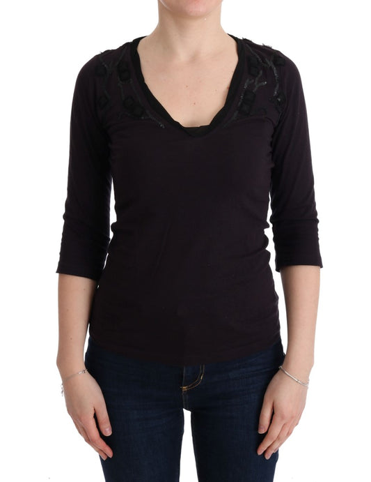 Blusa elegante con cuello en V color morado de Costume National