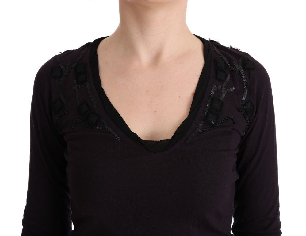 Blusa elegante con cuello en V color morado de Costume National