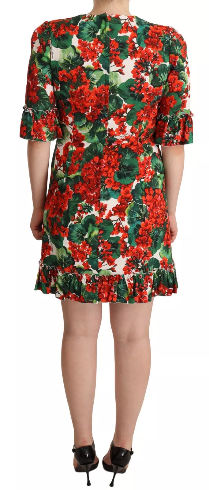 Vestido midi de popelina con estampado Portofino en rojo y verde de Dolce &amp; Gabbana