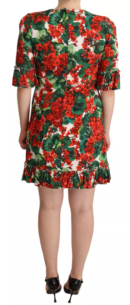 Vestido midi de popelina con estampado Portofino en rojo y verde de Dolce &amp; Gabbana