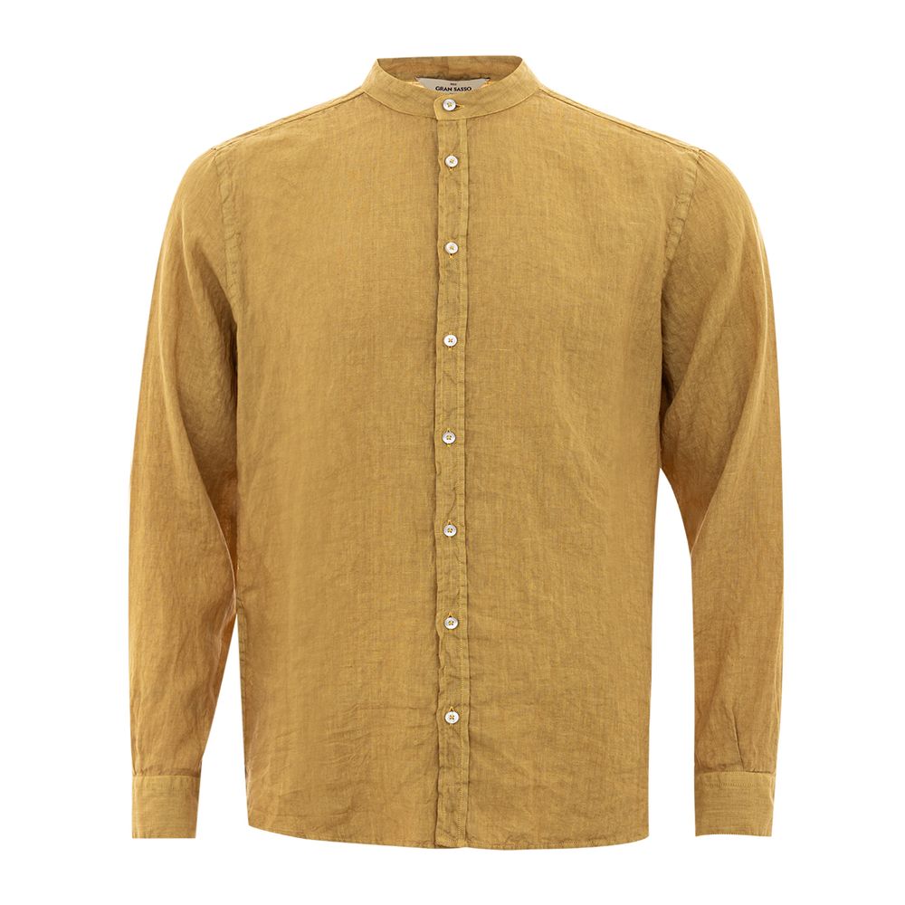 Camisa de hombre elegante de lino dorado Gran Sasso