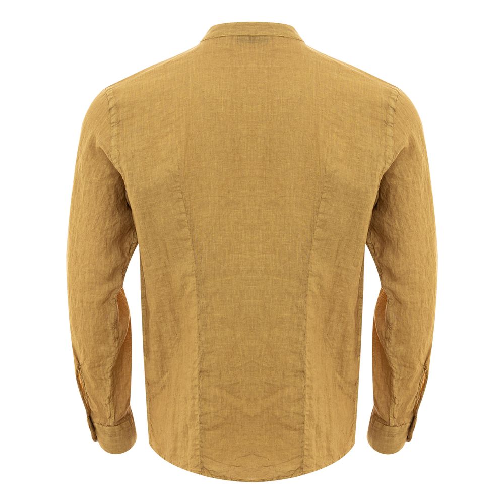 Camisa de hombre elegante de lino dorado Gran Sasso