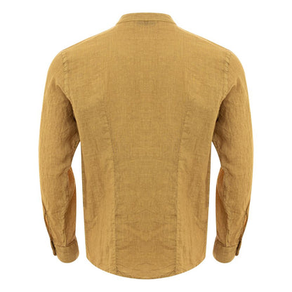 Camisa de hombre elegante de lino dorado Gran Sasso