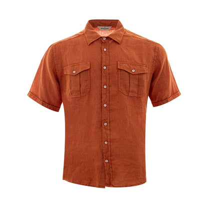 Camisa elegante de lino marrón Gran Sasso para hombre