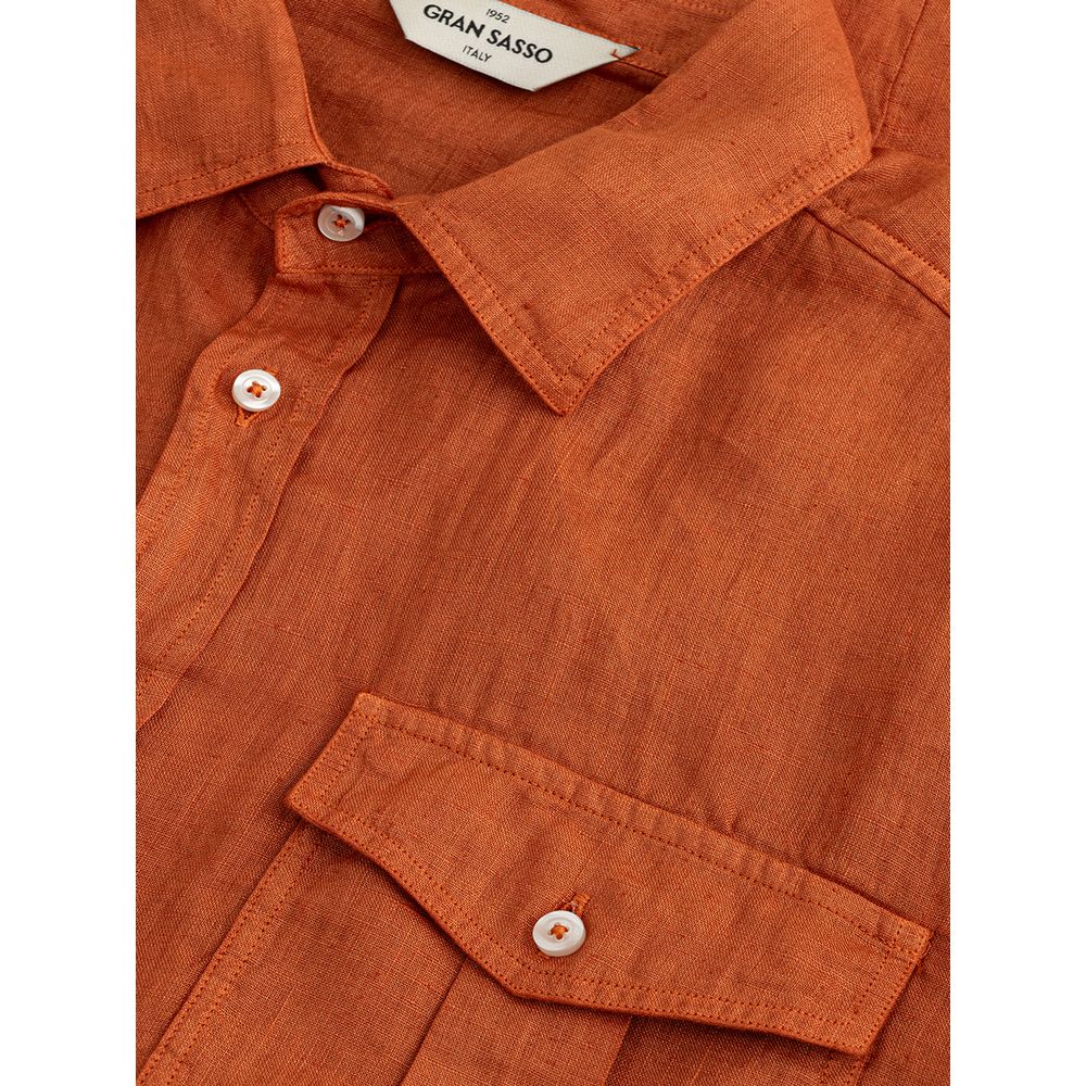 Camisa elegante de lino marrón Gran Sasso para hombre