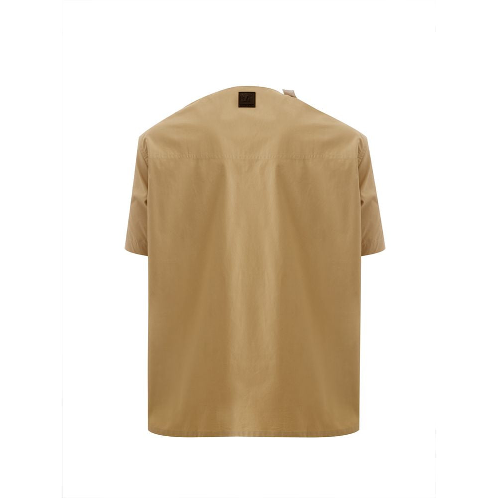 Camisa elegante de algodón marrón para hombre de Emporio Armani