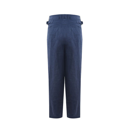 Pantalones elegantes de lino azul Emporio Armani para hombre