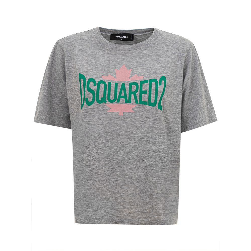 Camiseta de algodón gris elegante de Dsquared² para la mujer moderna