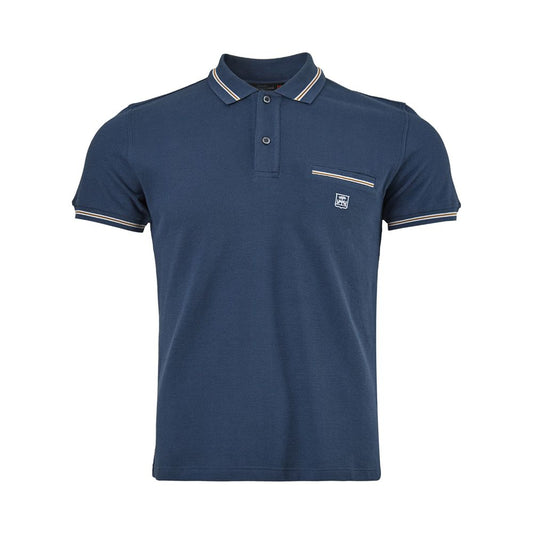 Polo elegante de algodón italiano azul Corneliani