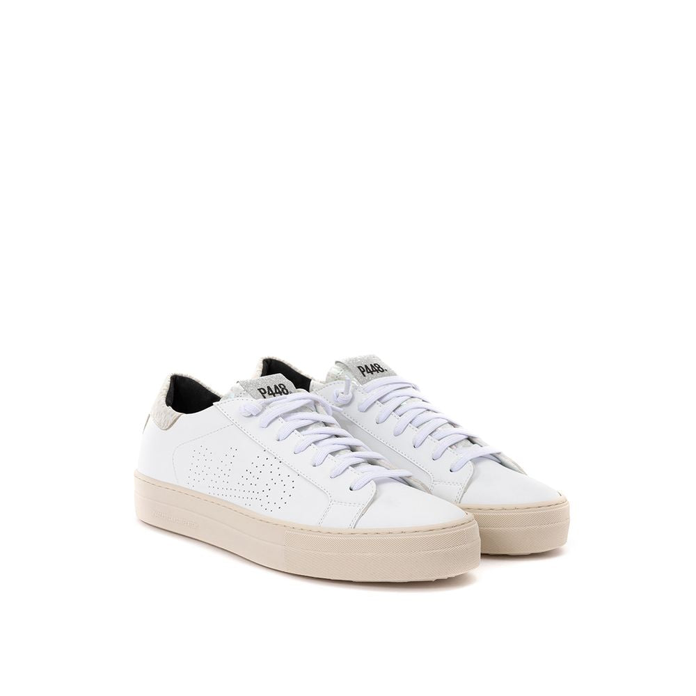 P448 Zapatillas de piel blancas Calzado casual elegante