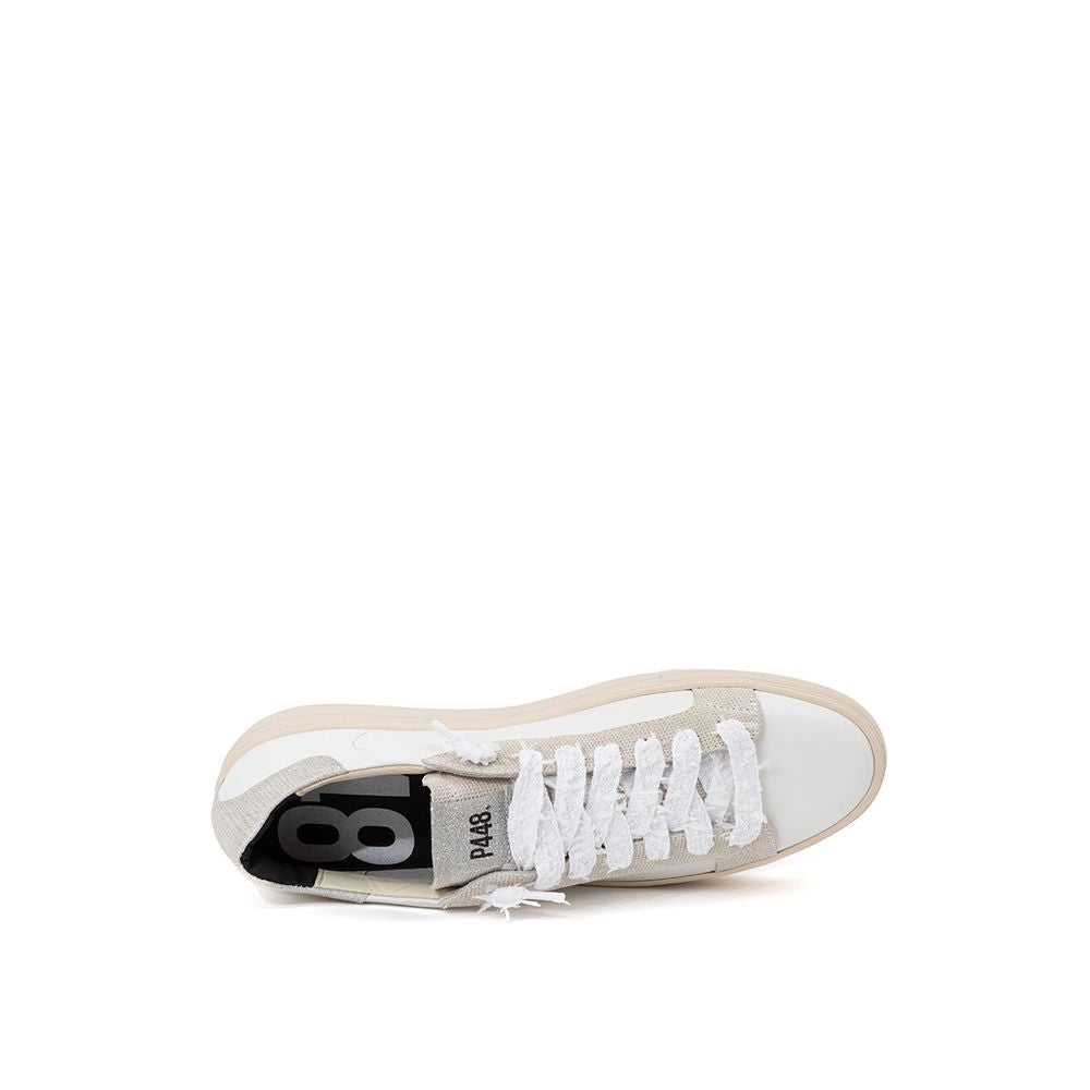 P448 Zapatillas elegantes de piel blanca