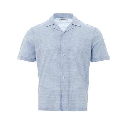 Camisa elegante de lino y algodón azul claro para hombre Gran Sasso