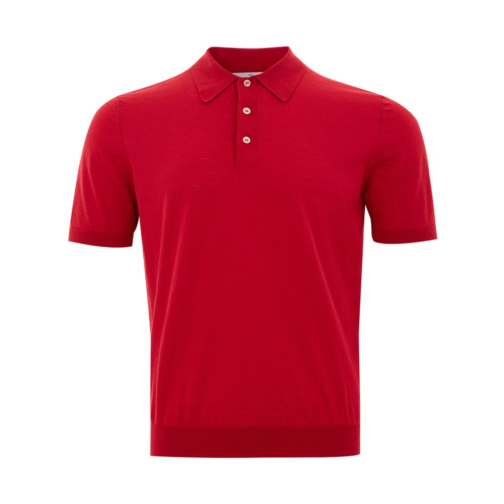 Polo elegante de algodón italiano Gran Sasso en rojo vibrante