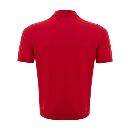 Polo elegante de algodón italiano Gran Sasso en rojo vibrante