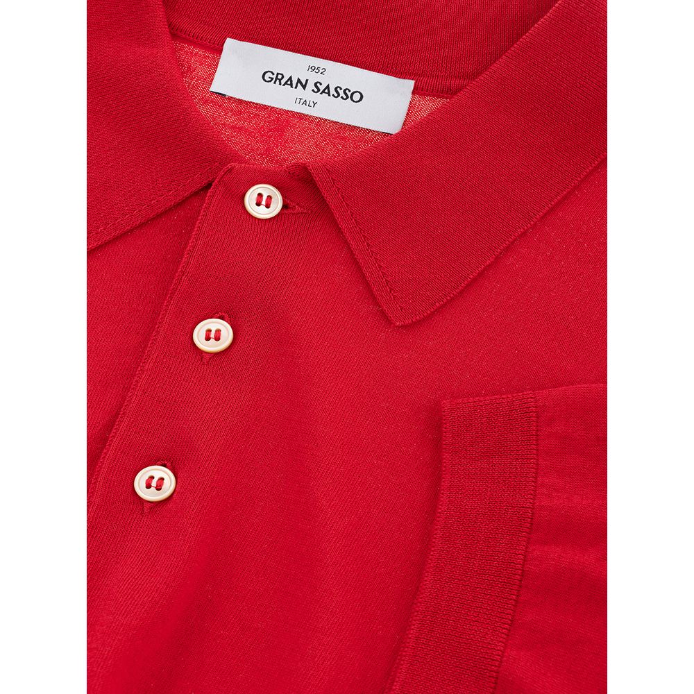 Polo elegante de algodón italiano Gran Sasso en rojo vibrante