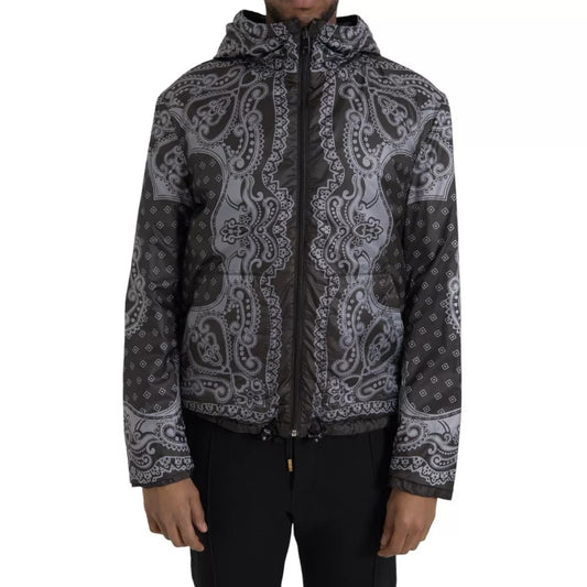 Chaqueta bomber con capucha y cremallera completa con bandana gris de Dolce &amp; Gabbana