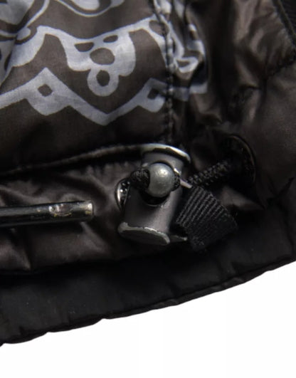 Dolce & Gabbana Gray Bandana Hooded Full Zip Bomber Jacket