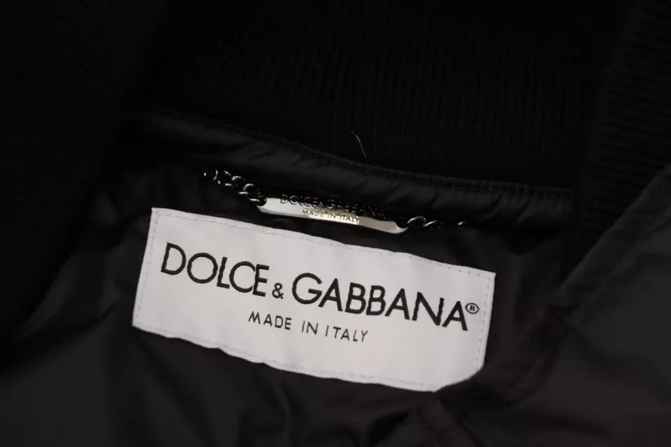 Parka con capucha de poliéster negra de Dolce &amp; Gabbana para invierno