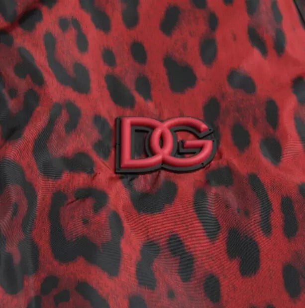 Chaqueta bomber corta con estampado de leopardo rojo de Dolce &amp; Gabbana